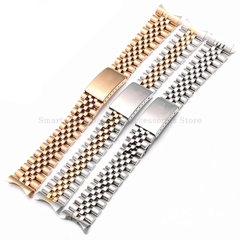 13mm 17mm 18mm 19mm 20mm 21mm 22mm Stainless Steel Watch Band for Rolex Daytona DATEJUST Curved End Metal Bracelet Men Wristband