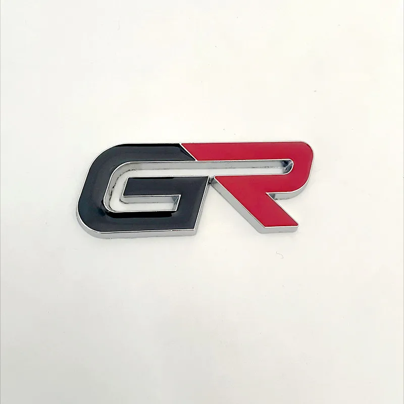 3D Metal Black Red Logo GR Emblem Letters Car Front Grill Badge For Toyota Hilux CHR Corolla Yaris GR Sticker Accessories view 4