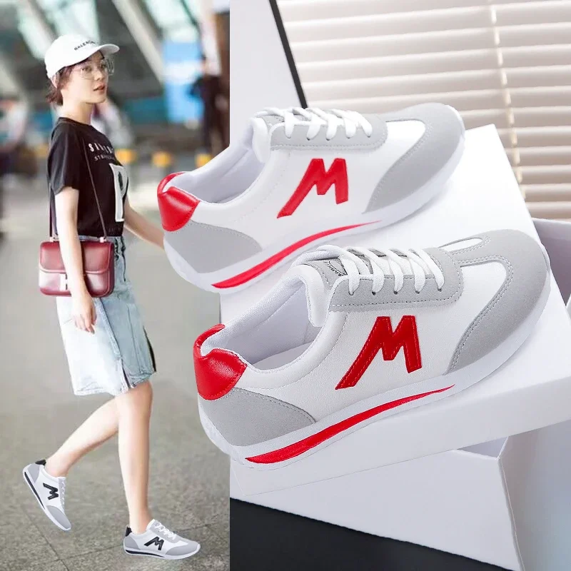 Round Head Deep Mouth Sneakers Light Versatile Breathable Cross Lace Casual Sports White Shoes Forrest Gump Shoes Tennis Sneaker