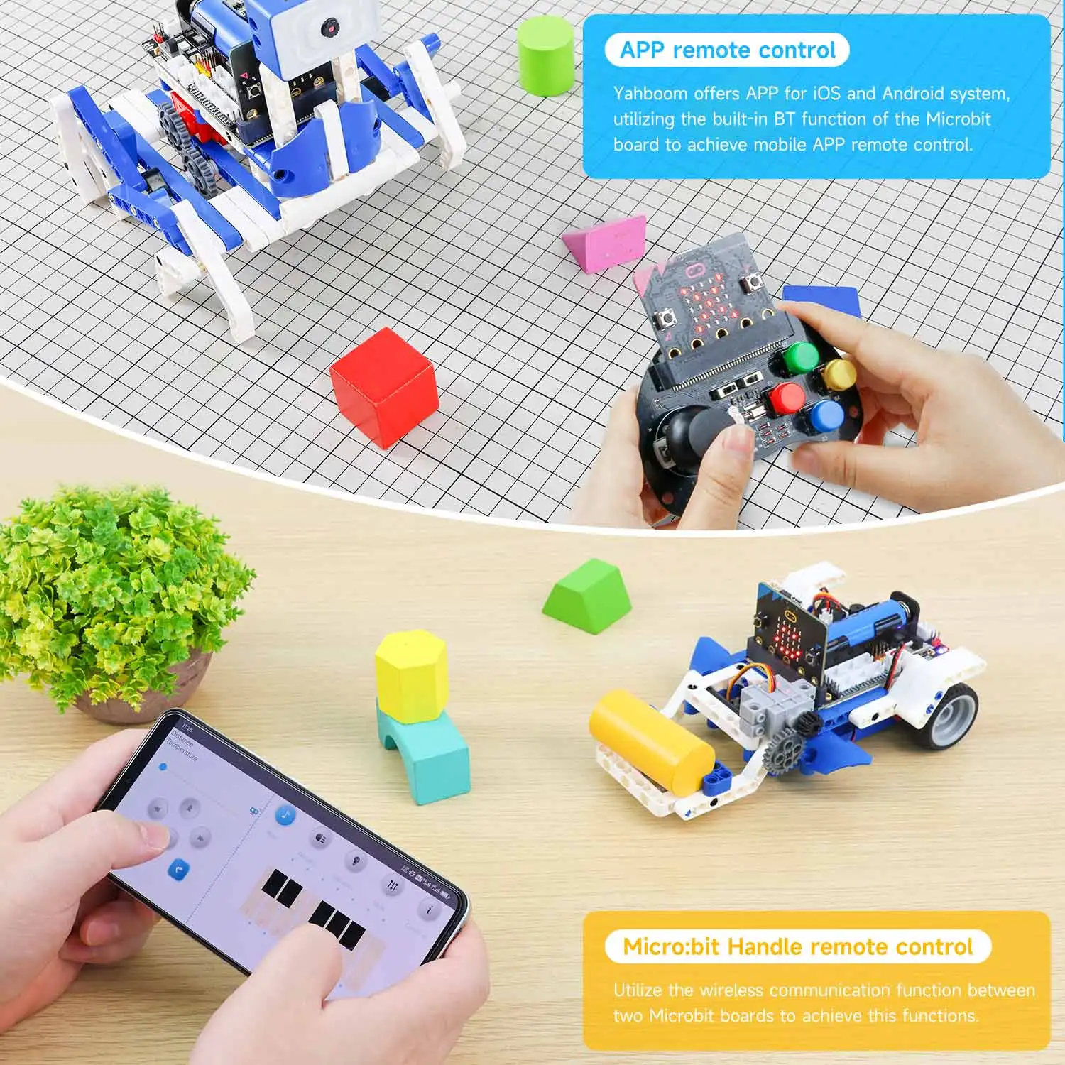 Yahboom Programável Robot Kit, Building Block Kit, Suporta Programação Python e Makecode, Kids Coding para Microbit V2 V1, 16 em 1