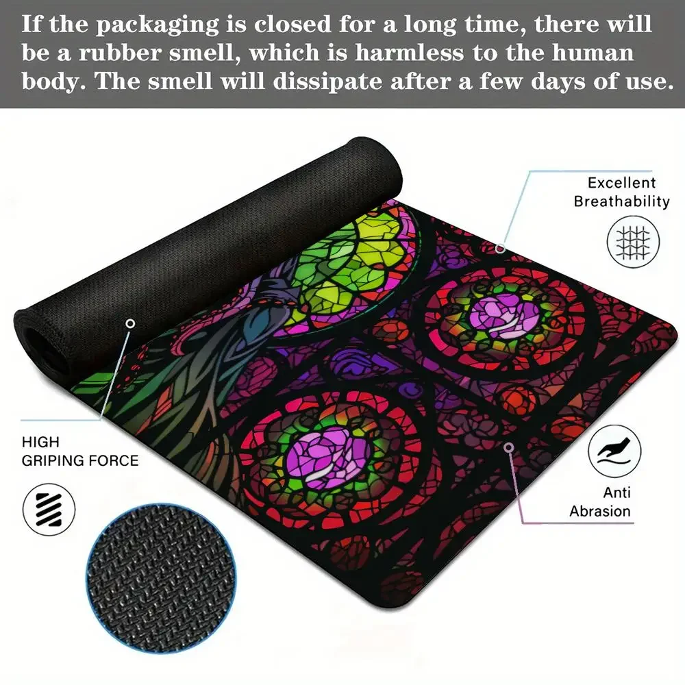 Волшебный коврик в стиле осьминога из цветного стекла, коврик для мыши, настольный коврик с прошитыми краями, нескользящая резиновая основа, аксессуары для ПК, игровой коврик, коврик