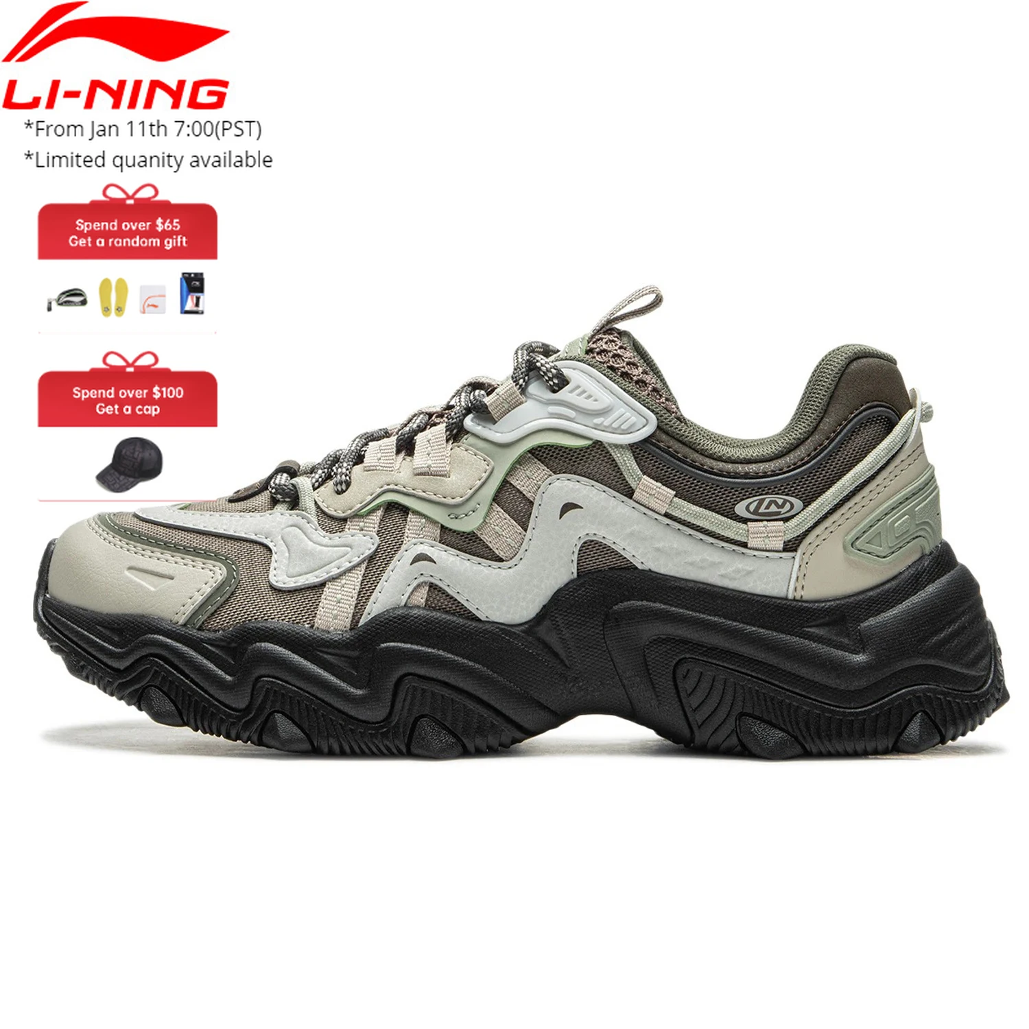 Li-Ning X-CLAW LITE 2 Scarpe lifestyle da donna Retro comode sneakers indossabili Fodera Scarpe casual classiche AGCU176