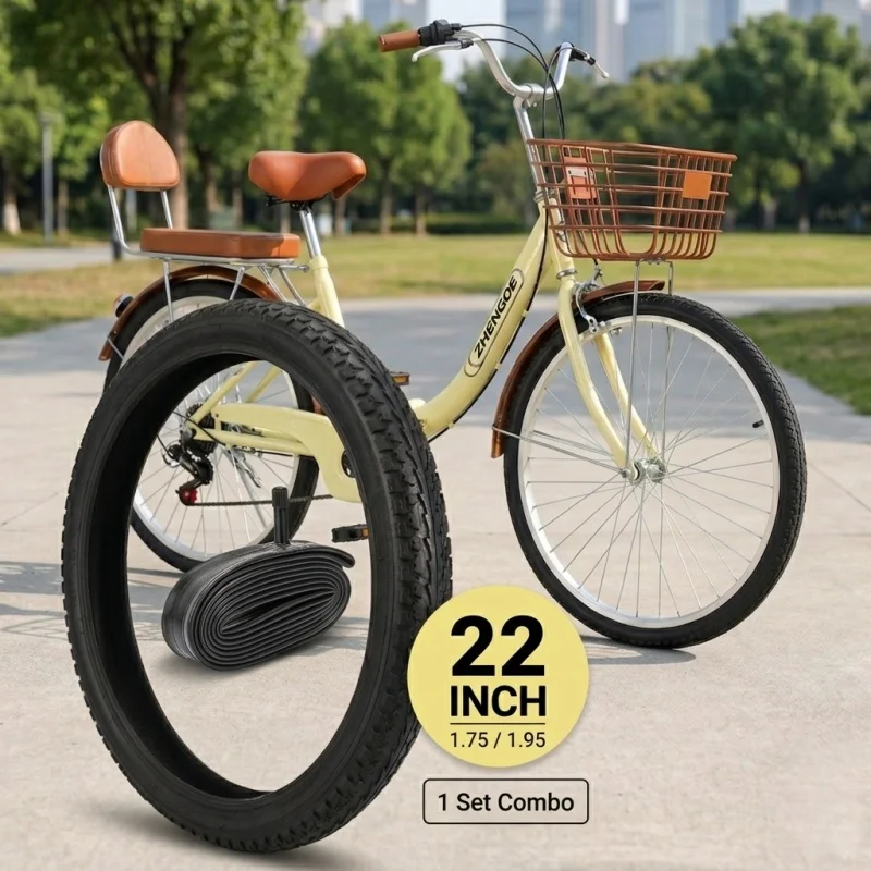 

22x1.95 22x1.75 Bike Tire and Inner Tube Set AV32mm Scharder Valve Puncture Resistant Rubber Bicycle Tyre for Kids Cycle BMX MTB