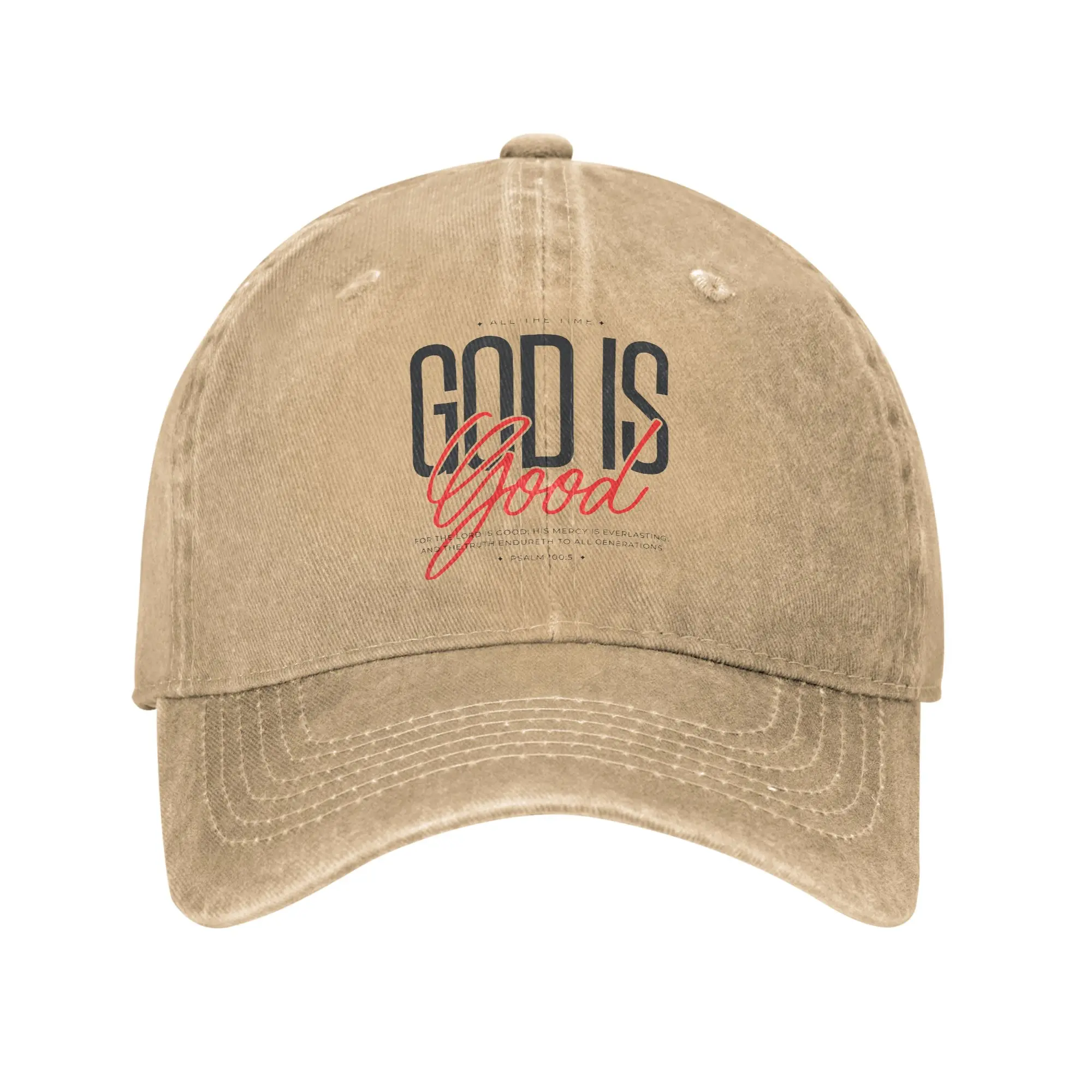Retro God Is Good All The Time Bible Quote Baseball Caps Distressed Washed Snapback Hat Jesus Christian Outdoor Travel Soft Hats