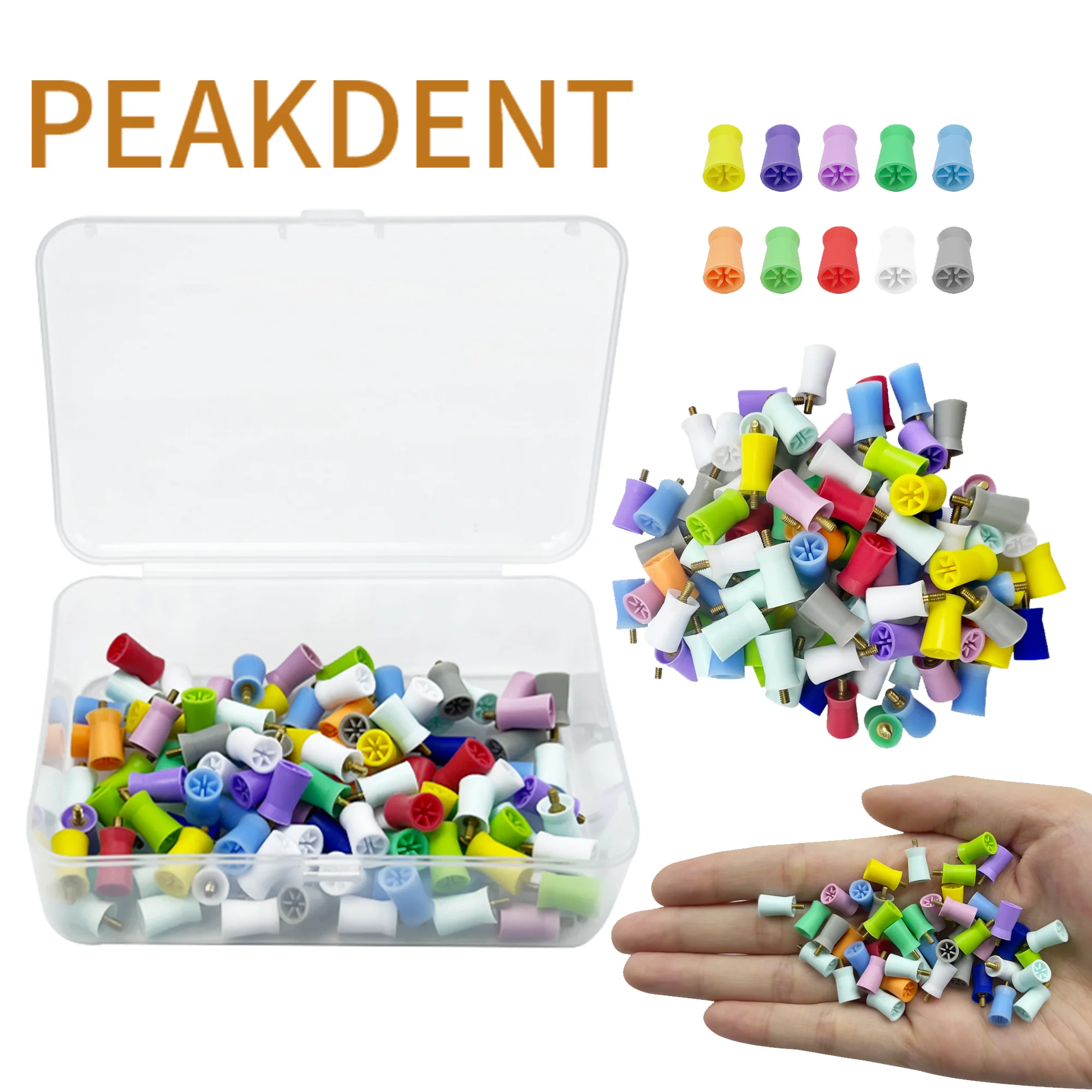 

100pcs/Box Teeth Whitening Colorful Cup Prophylaxis Polisher Head Dental Prophylaxis Cup Screw-In Bristle Type Polishing Brushes