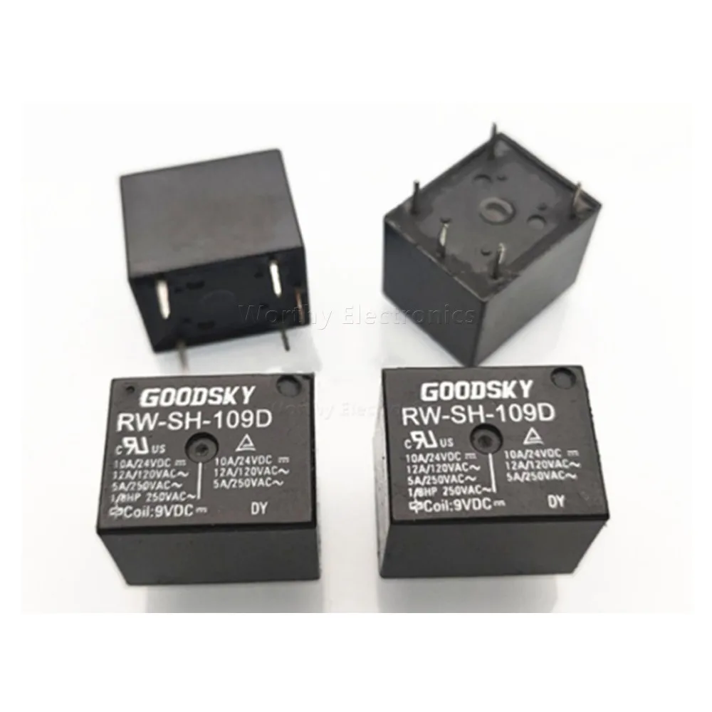 

Free Shipping 10PCS/LOT RW-SH-109D GOODSKY 5PIN 12A 9V 9VDC DC9V Relay