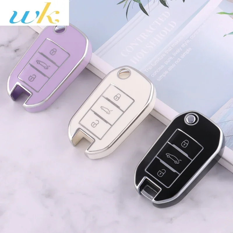 

New TPU Car Flip Key Case Cover Shell For Peugeot 208 308 408 508 2008 3008 4008 5008 For Citroen C3 C4 CACTUS C6 C8 Accessories