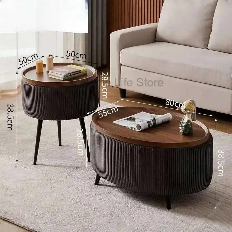 

Nordic Coffee Bag Table Luxury Side Soft Wooden Dressing Home Low Modern Tv Round Living Room Small Dining Center Hall Furniture