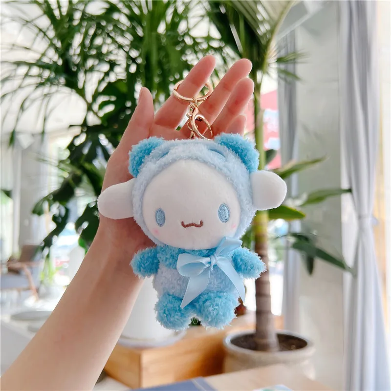 Sanrio Plush Keychain for Backpack Decoration Cartoon Animal Stuffed Pendan Doll Hello Kitty My Melody Kuromi Cinnamoroll Kawaii