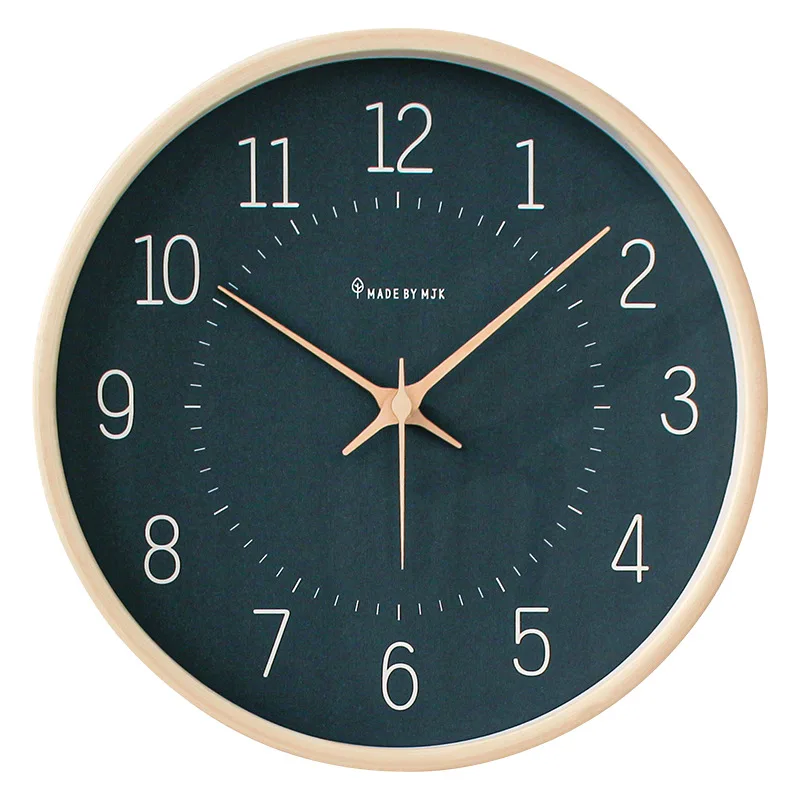 

12-дюймовые простые встроенные часы из цельного дерева, скандинавская мода, украшение для гостиной, столовой, спальни, современный бесшумный