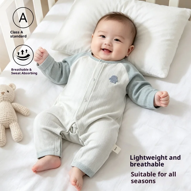 Baby Summer Onesie Unsewn Boneless Short Sleeve Breathable Lightweight Newborn Romper for Boys And Girls Home Wear