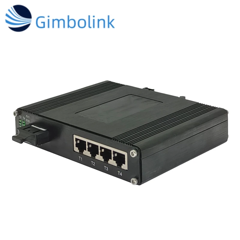 محول إيثرنت صناعي ذو 4 منافذ 10/100/1000BASE-T + 1 منفذ 1000BASE-FX يدعم التركيب على الحائط ومحول شبكة الألياف البصرية DIN-Rail