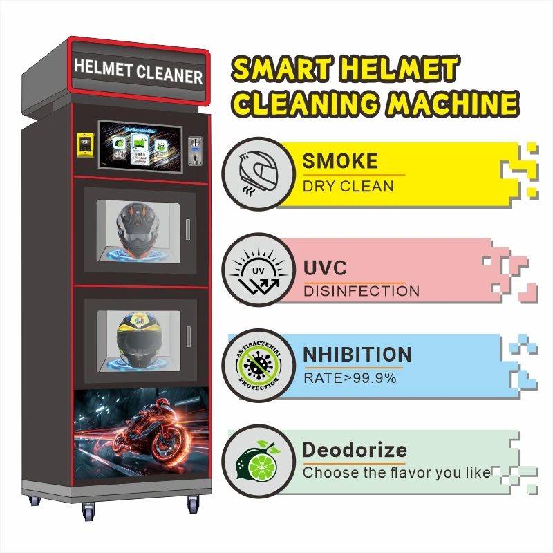 

Custom Factory-price Customized Motorcycle Helmet Cleaning Vending Machine with SDK Cloud-Based Management & Auto Clean Function