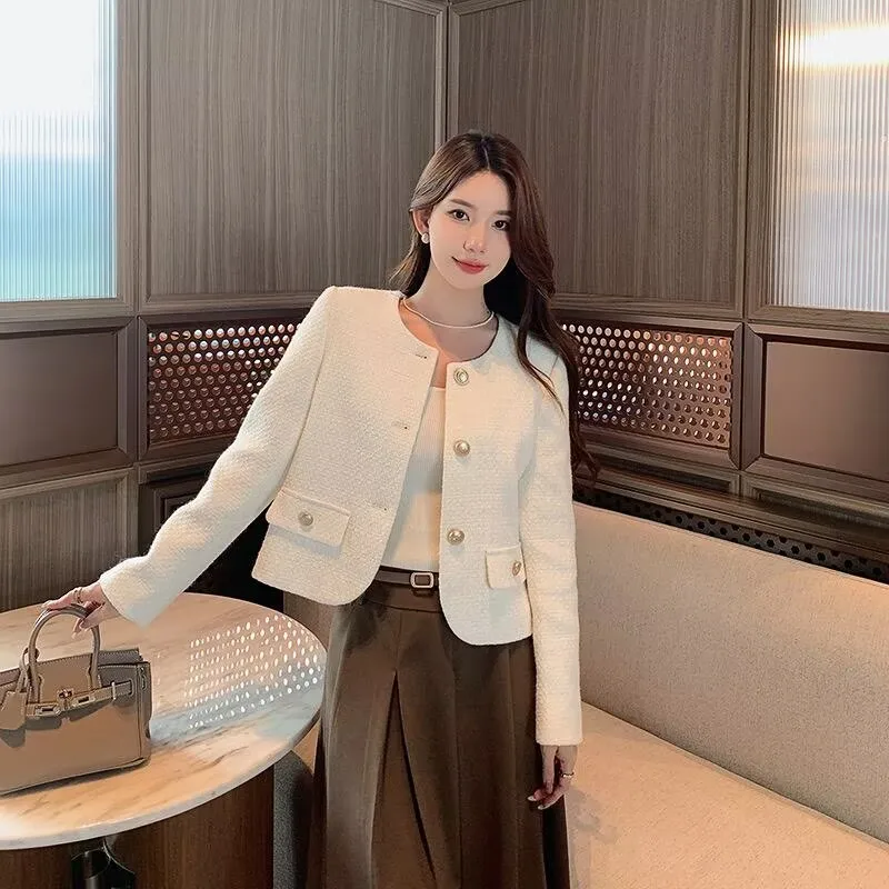 2026 Retro Mesh Splicing Tweed Top For Women's Jacket Spring New Socialite Temperament Xiaoxiangfeng Short Jackets Female Coat