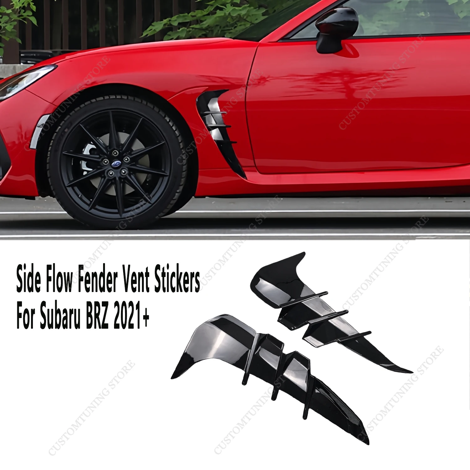 

2Pcs Gloss Black ABS Car Shark Gills Side Fender Air Vent Stickers Cover Trim For Subaru BRZ MK2 ZD8 STi TS Limited 2022-2025