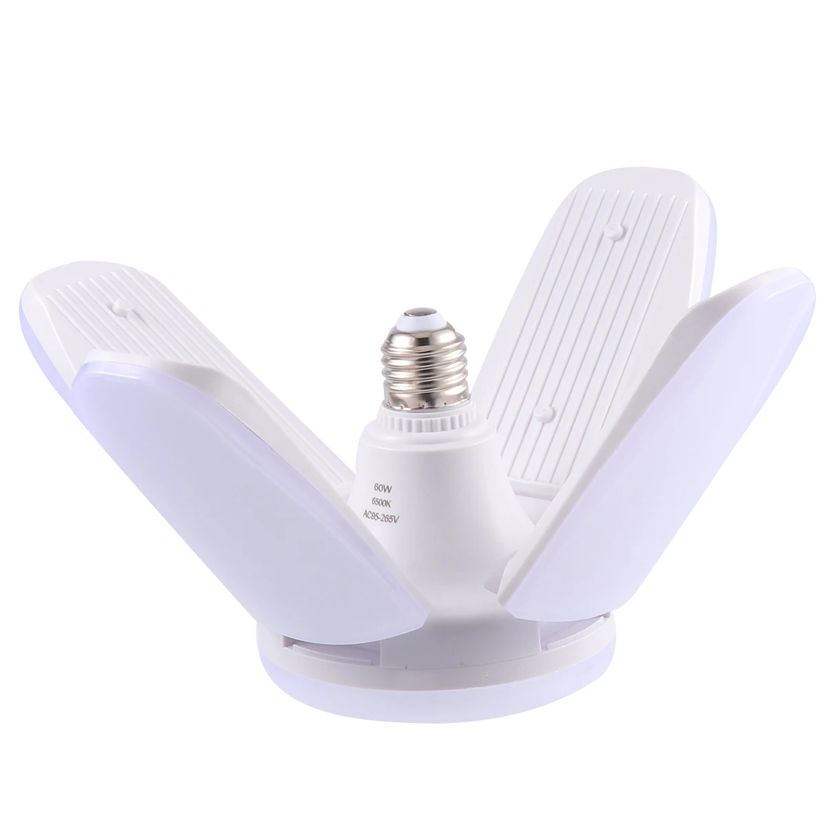 

4 Blades Foldable Led Light Bulb 60W White Ac85-265V Adjustable Angle Easy Install No Glare Long Garage Lighting