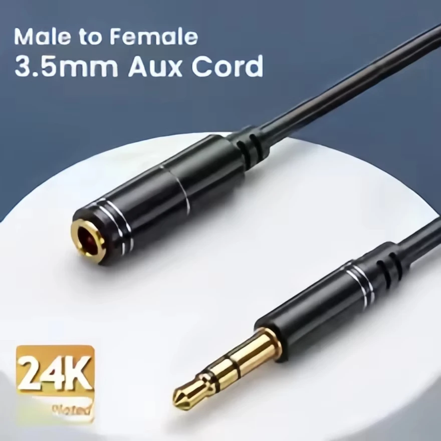 Anti Interference Shielded 3.5mm Audio Jack Extender Flexible TRS Cord for Headset Speaker Home Theater Speaker Connectio