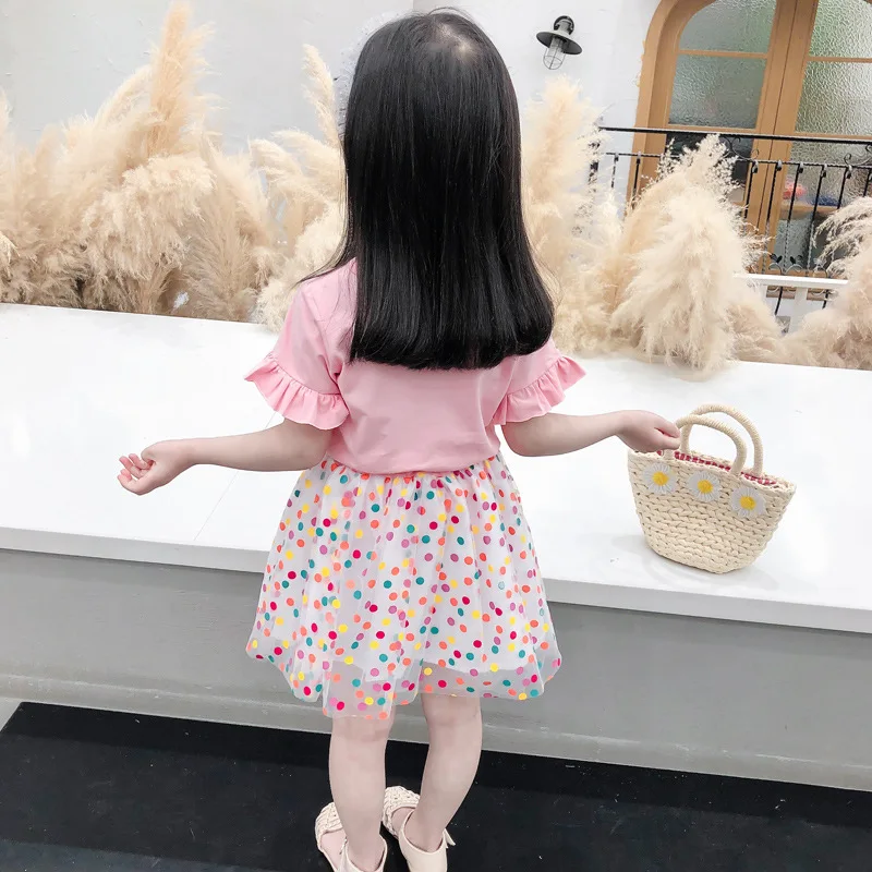 Baby Girl Clothes Set Rainbow T-shirt+Tulle Skirt 2Pcs Suit Kid Outfit Children Clothing Summer Toddler Girl Two-Piece A866