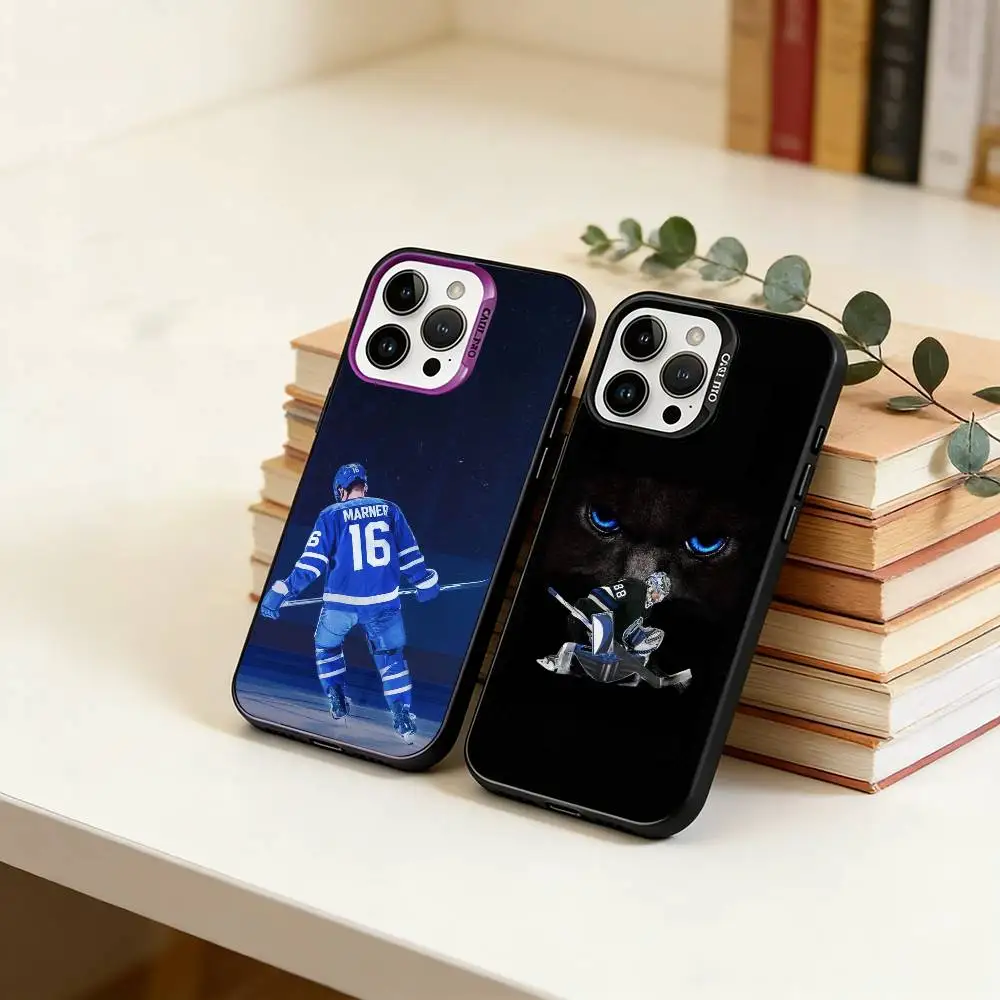 Funda para Teléfono con Diseño de Pista de Hockey sobre Hielo para iPhone 17, 16, 15, 14, 13, 12, 11 Plus, Pro Max, XS, Funda Plateada Colorida