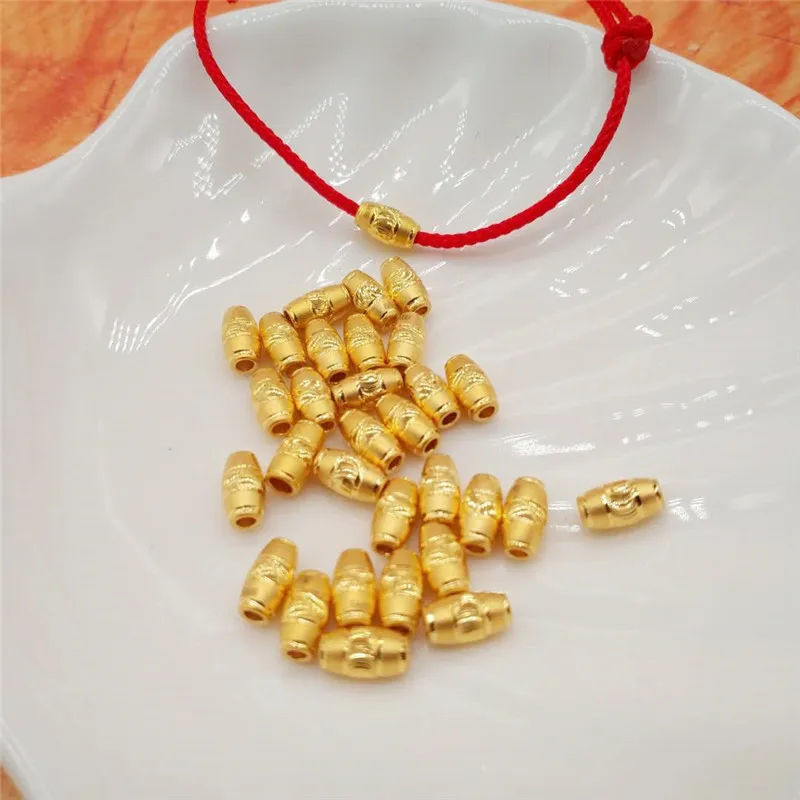 

1pcs Pure 24K 999 Yellow Gold Pendant 3D Hrad Gold Olive Beads 7.3*4mm Tube Bead For Make Bracelet DIY Loose Bead