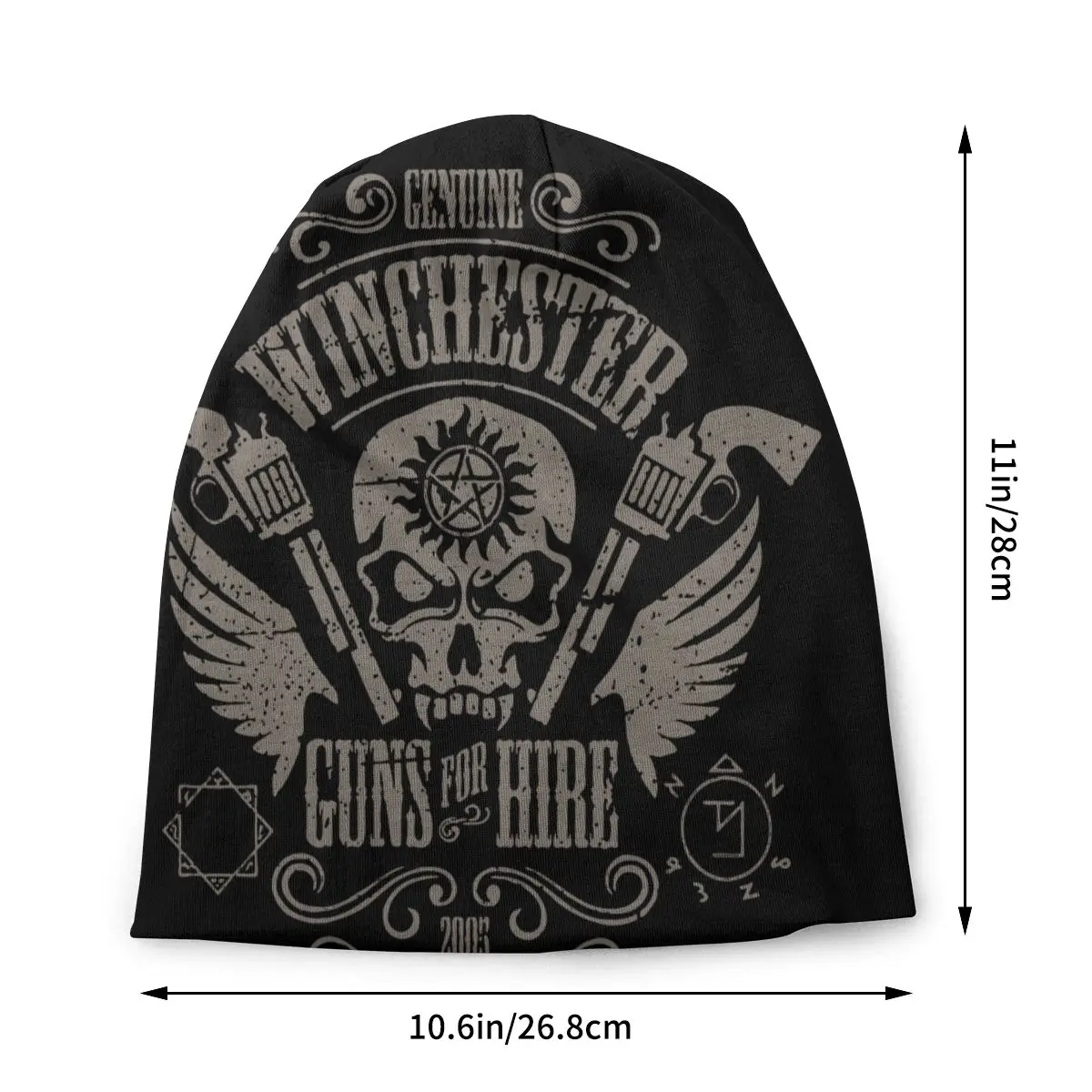 Winchester Guns For Hire Supernatural Skullies Beanies Hats Street Men Cap Winter Warm Thermal Elastic Bonnet Knitting Hats