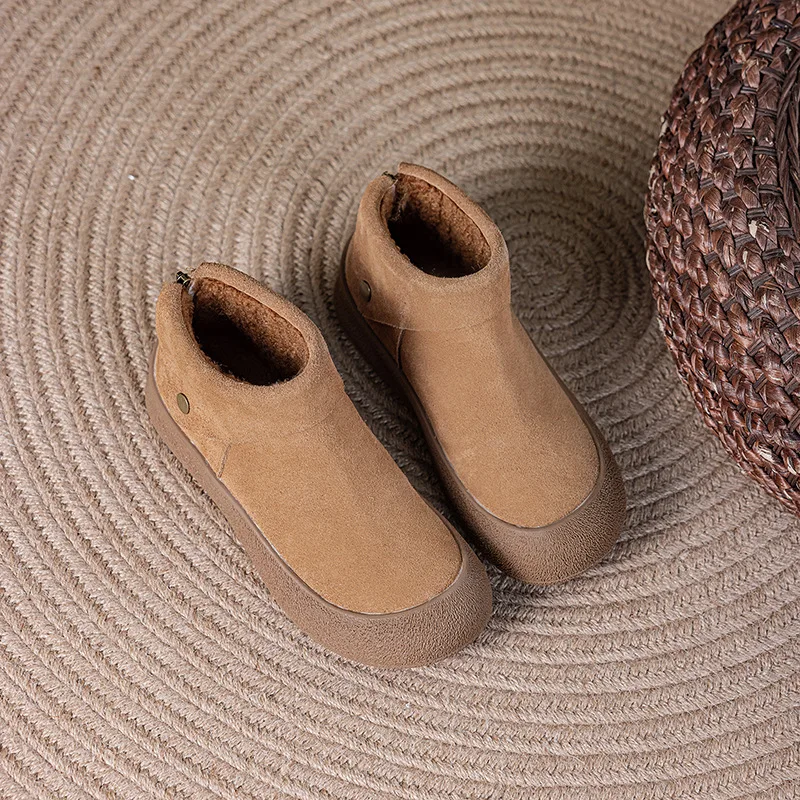 2025 خريف/شتاء جديد الجلود والمخملية الدافئة عالية عصابة Boken أحذية نسائية أحذية قطنية أحذية الثلوج أحذية نسائية كبيرة #3