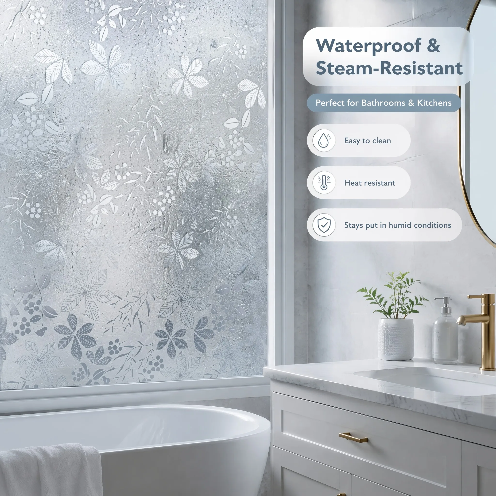 Grey Leaf Frosted Privacy Wind - Window Insulation Film recension och pris