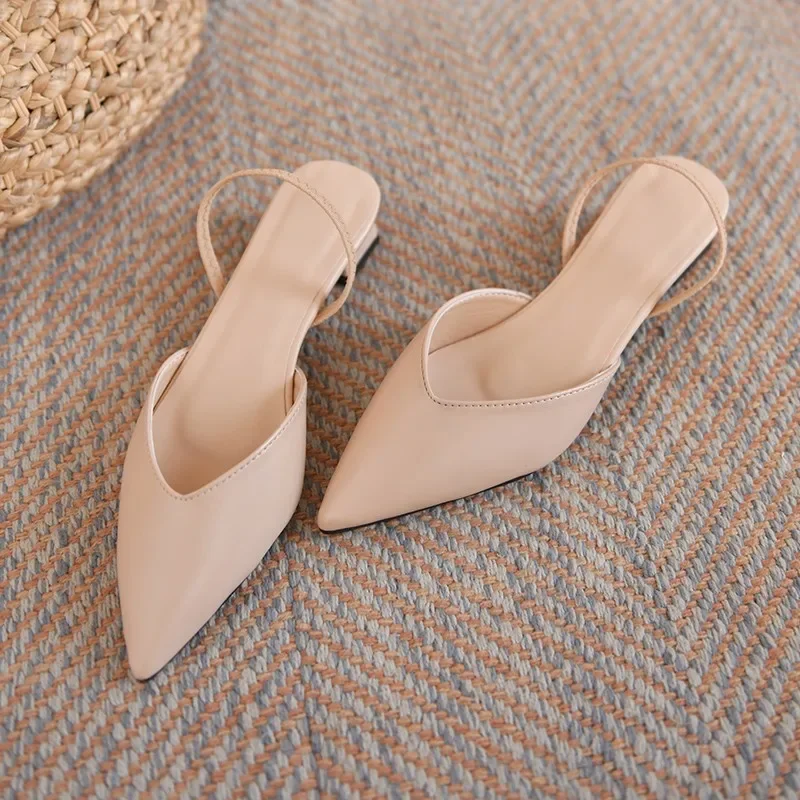 New High Quality Women's Shoes, High Heels, Summer Solid Color Leather Shoes, Sexy Party  Pointed Solid Color Design