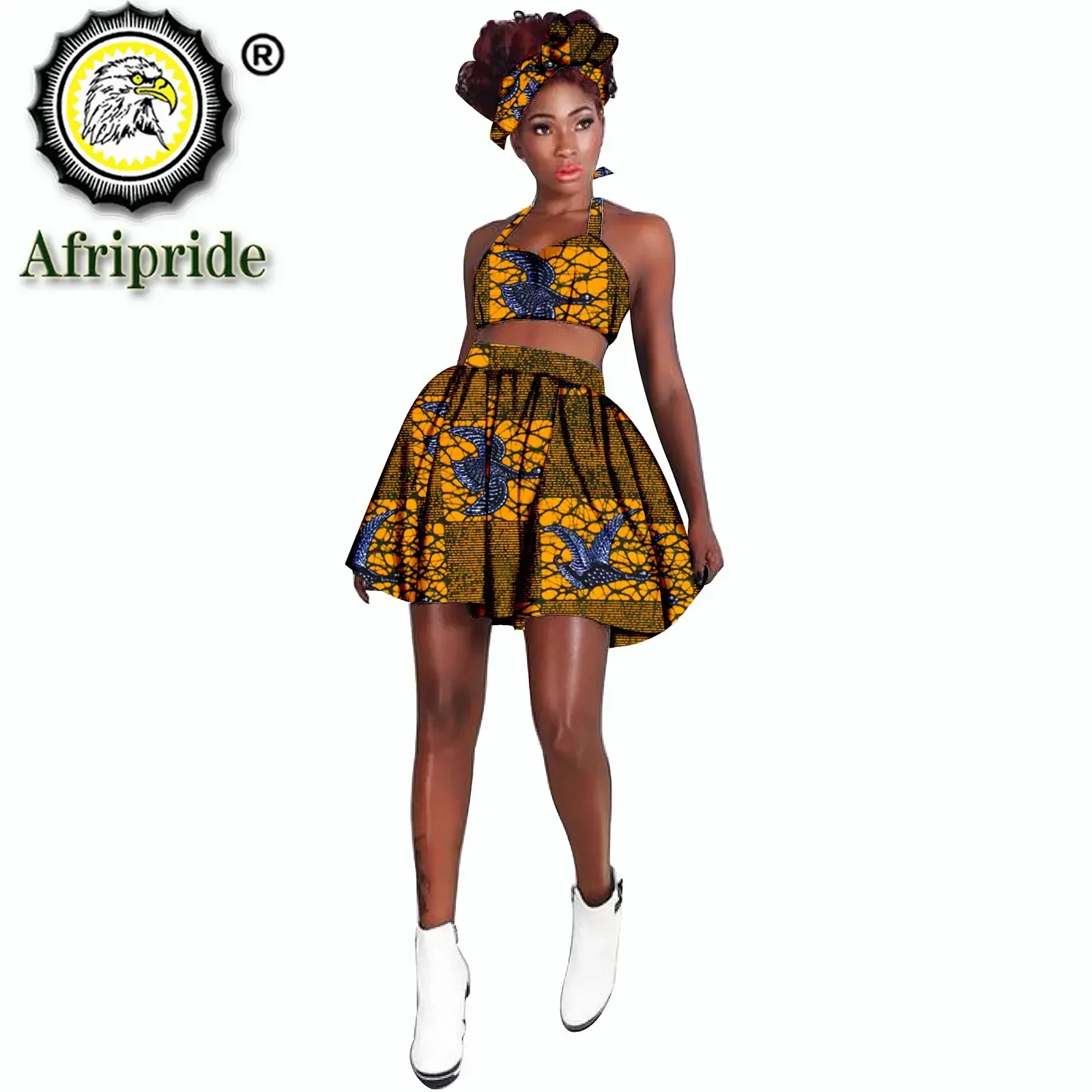 2024 African Clothing for Women Dashiki Tops Print Skrits African Headwrap Headband Women Sets Outfits Sexy AFRIPRIDE S1926024