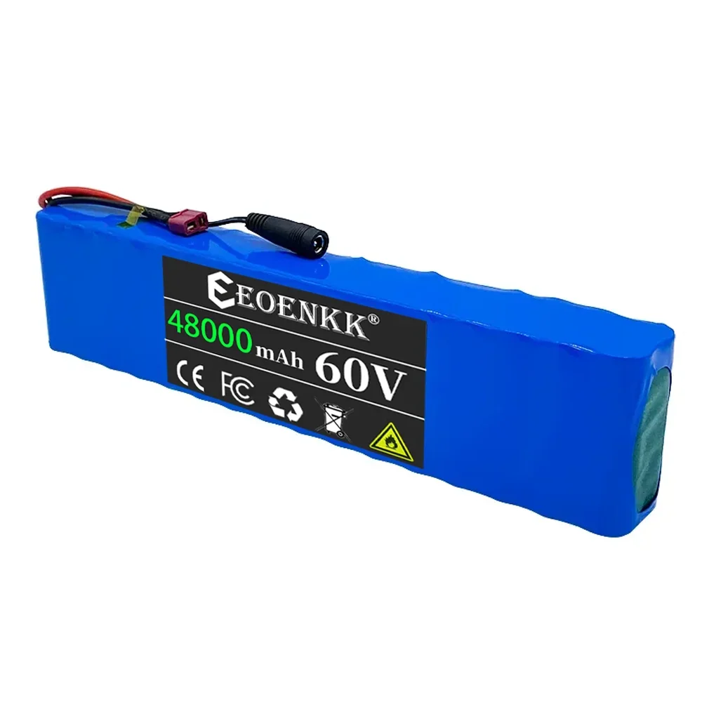 60V 16S2P 48000mah 18650 Lithium Ion Battery Pack 67.2V for Electric Bike Scooter Scooter Kids Car Built In 1000 Watt Bms