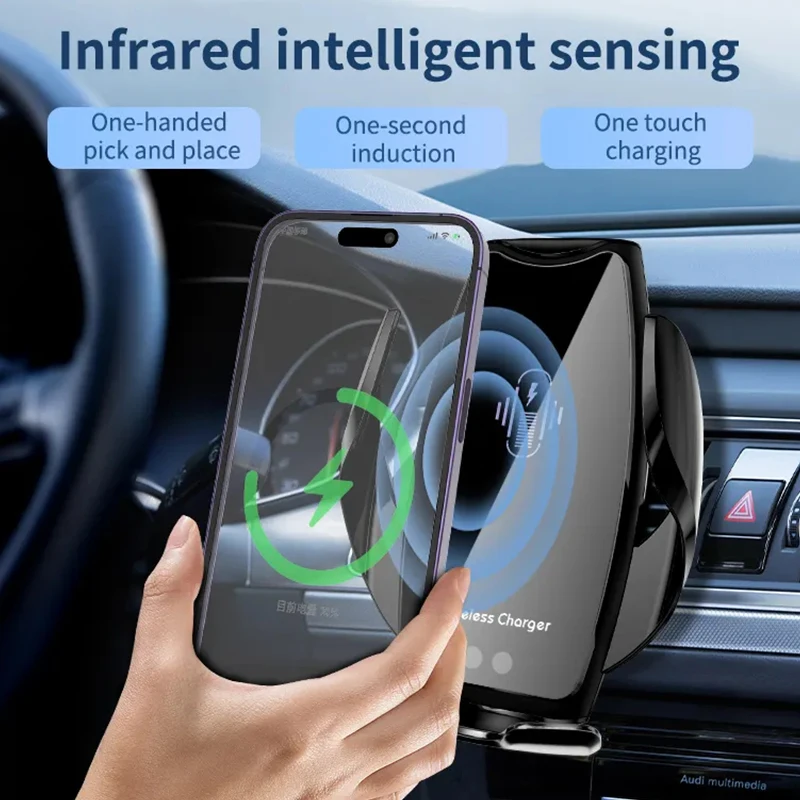 

Автомобильное беспроводное зарядное устройство, подставка для вентиляционного отверстия, автомобильный держатель для телефона, крепление для iPhone 14 13 12 Xiaomi Samsung, магнитная станция для быстрой зарядки 15 Вт