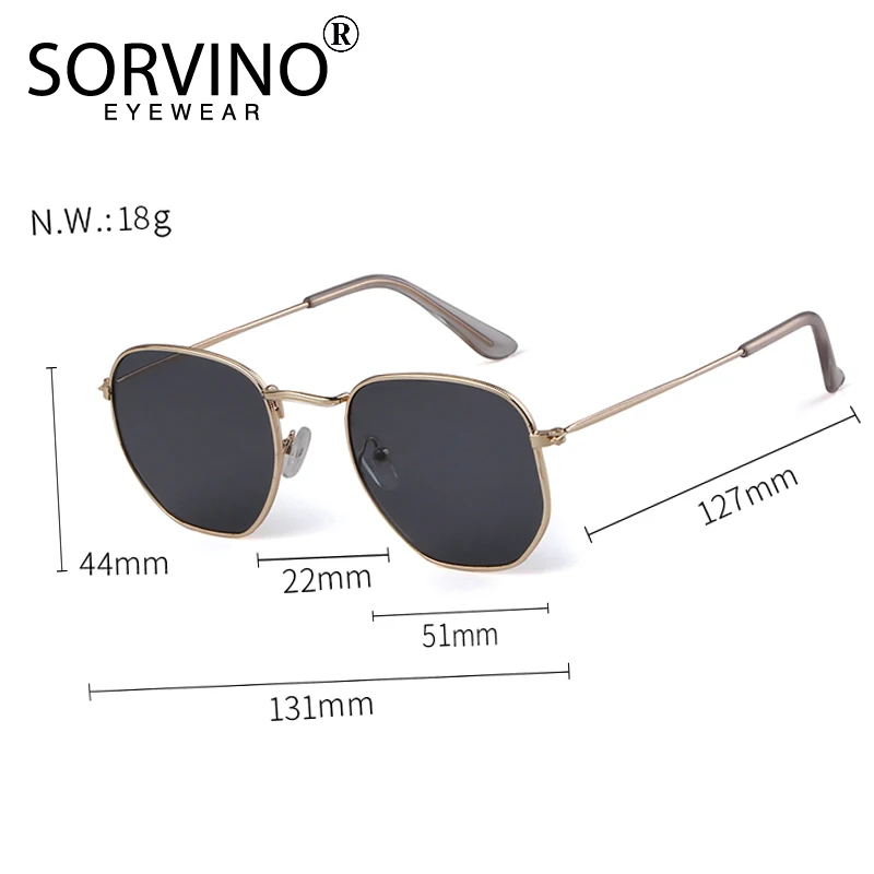 SORVINO Hexagon Sunglasses Men Brand Designer Small Square Sunglases Metal Frame Driving Fishing Glasses Lentes De Sol UV400