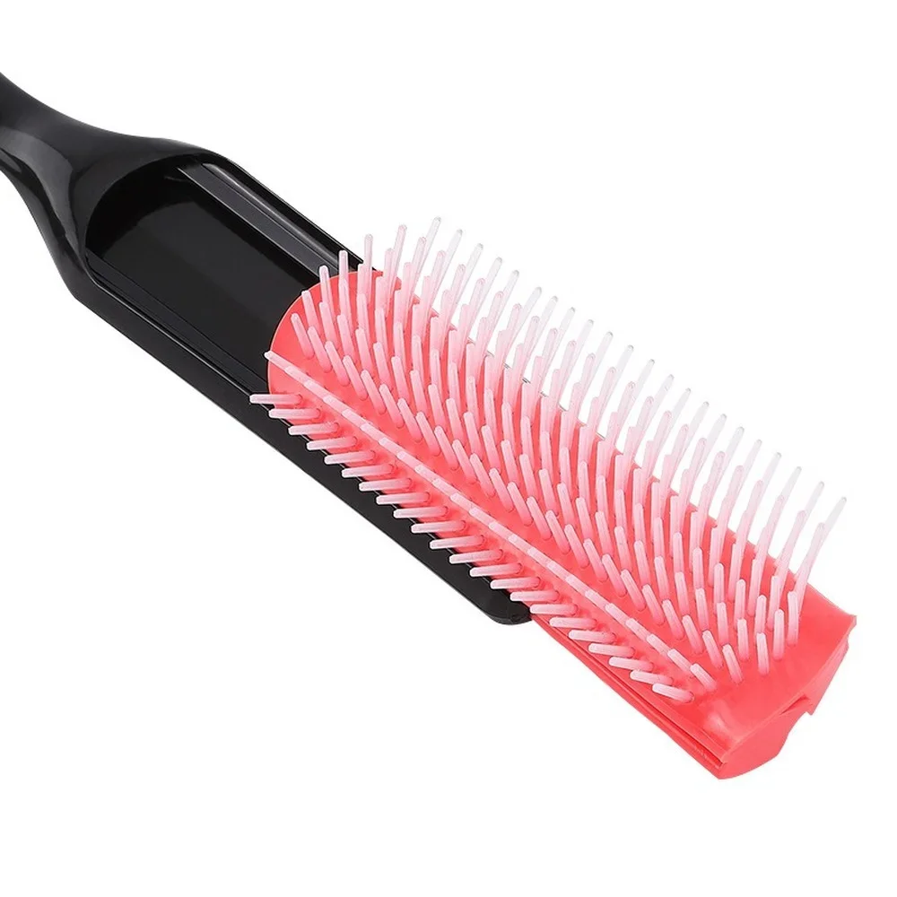 Hair Comb 9 Rows Detangling Hair Brush Rat Tail Comb Styling Hairbrush Straight Curly Wet Hair Scalp Massage Brush Women