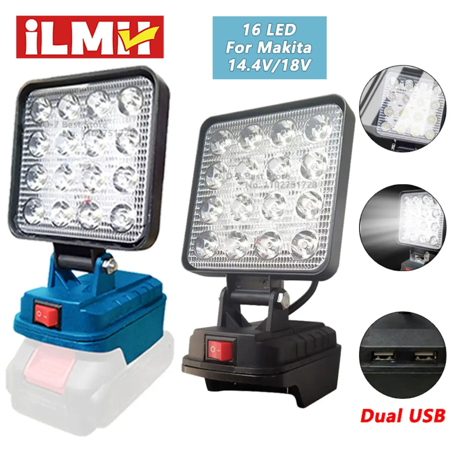 Luz led para makita bateria 4in portátil holofote sem fio trabalho ao ar livre pesca handheld ferramenta de emergência luz sem bateria sem usb