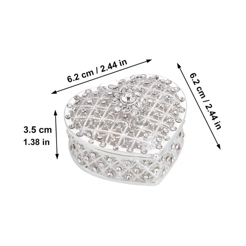 

Metal Heart Shaped Storage Box With Pearls And Rhinestones Detail For Gift Giving