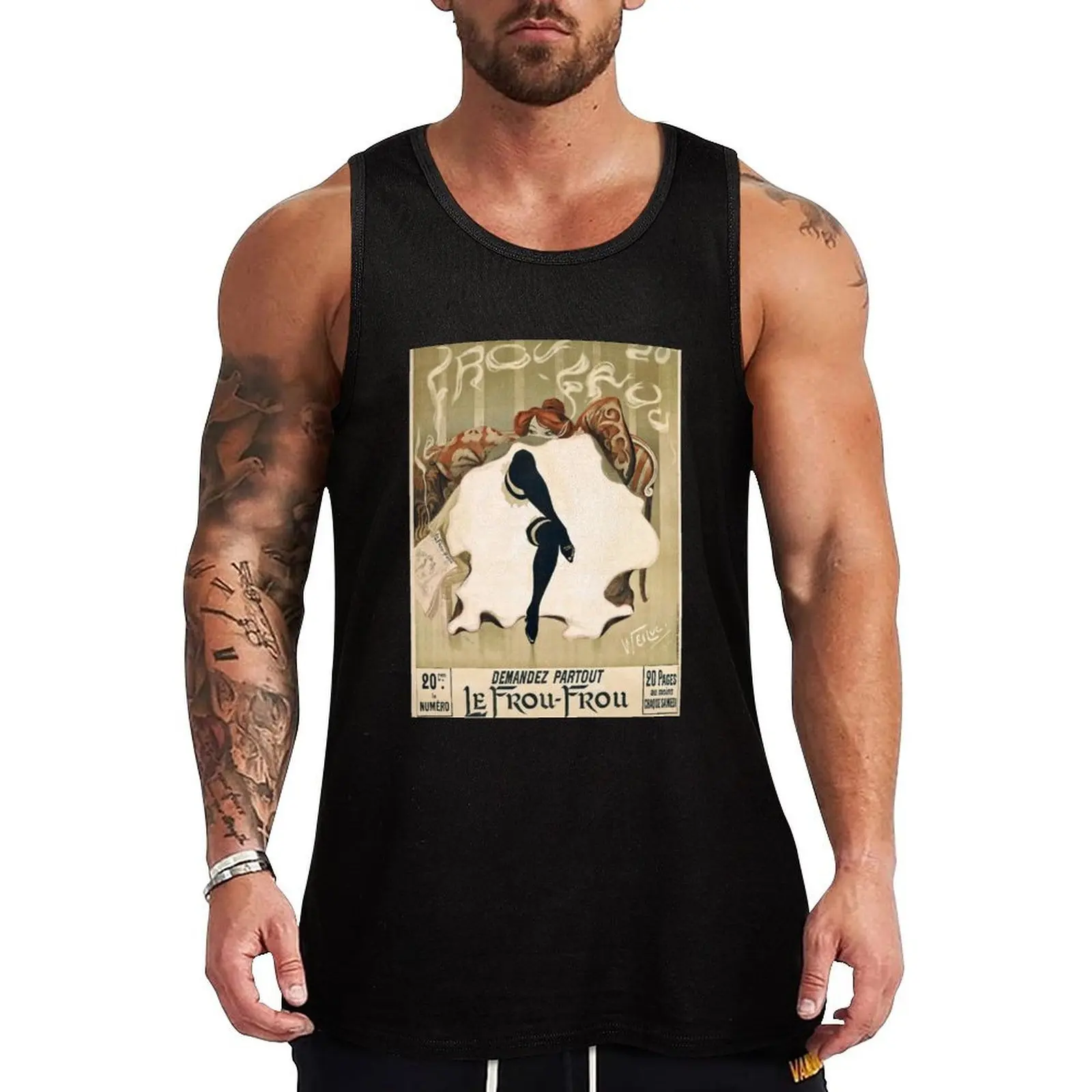 Póster vintage francés - Weiluc - Le Frou-Frou Tank Top Muscle Tank Top Athletic Fit Gym Workout Sin mangas