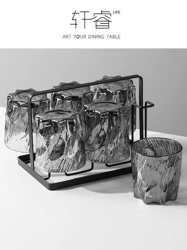

Retro Relief Glacier Glass Cup Heat Resistant Guest Drinking Set Luxury Beer Tea Cup Home Use Water Cup Crystal Glass round S...