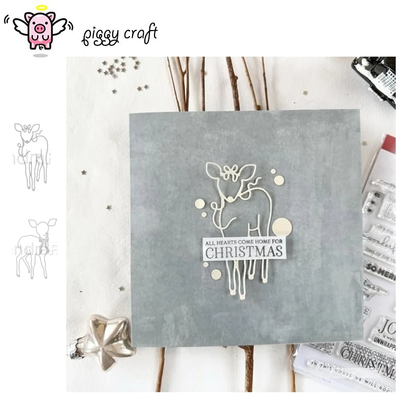 Piggy Craft Metall-Stanzformen, geschnittene Matrizenform, Weihnachten, Rentier, Sammelalbum, Papier, Basteln, Messerform, Klingenstanzer, Schablonen