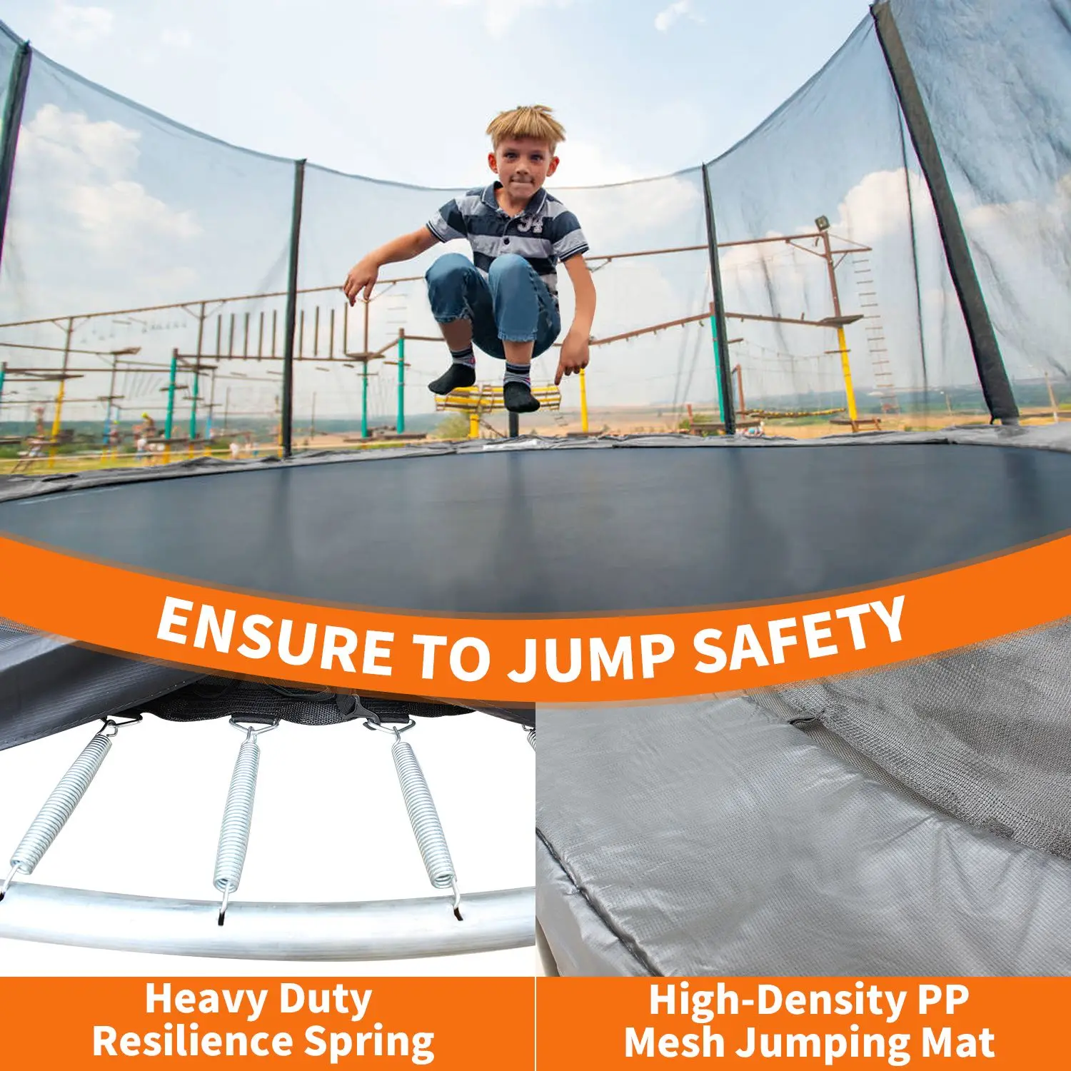 NEW 10FT Trampoline with Safety Enclosure Net, Outdoor Trampoline with Heavy Duty Jumping Mat and Spring Cover Padding for Kids