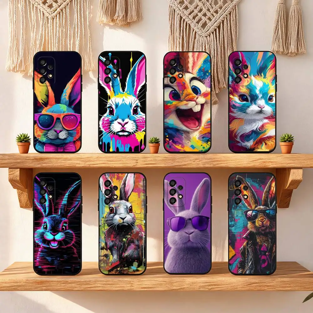 Cute Colorful Rabbit Phone Case For Samsung Galaxy S25 FE S24 S23 S22 S21 S20 S10 S10E Ultra Plus FE Note 20 Ultra Plus
