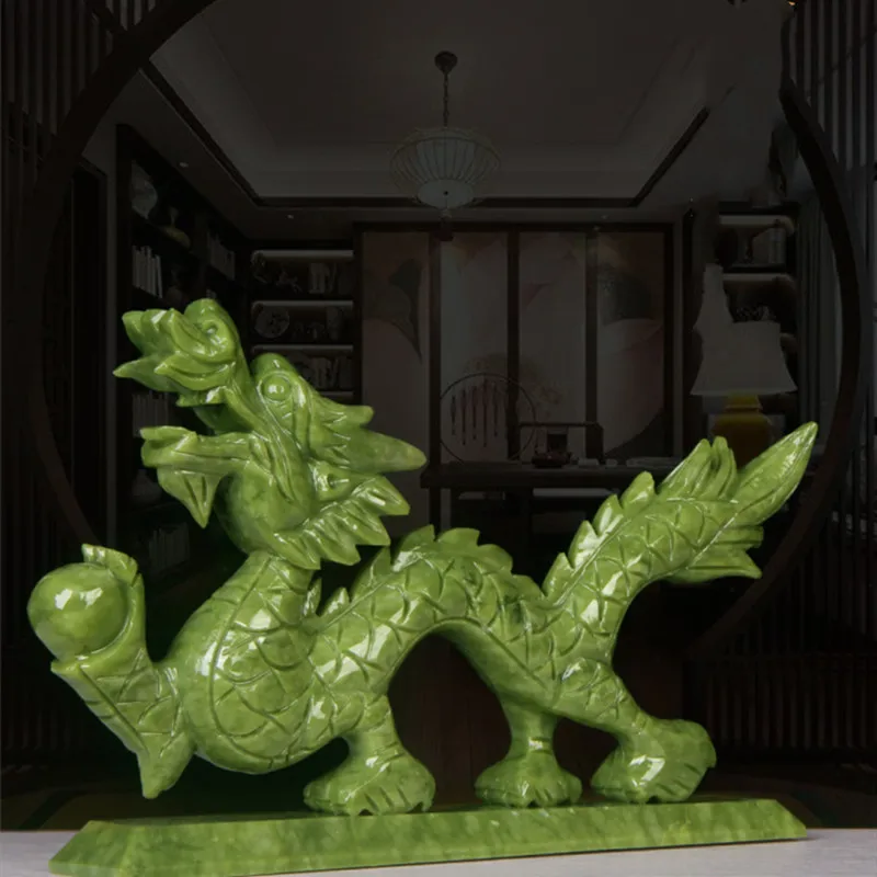 Imagem -03 - Chinês Zodíaco Dragão Ornamentos Jade Natural Artesanato High-end Casa Sala de Estar Desktop Feng Shui Decorações Bancada Decoração