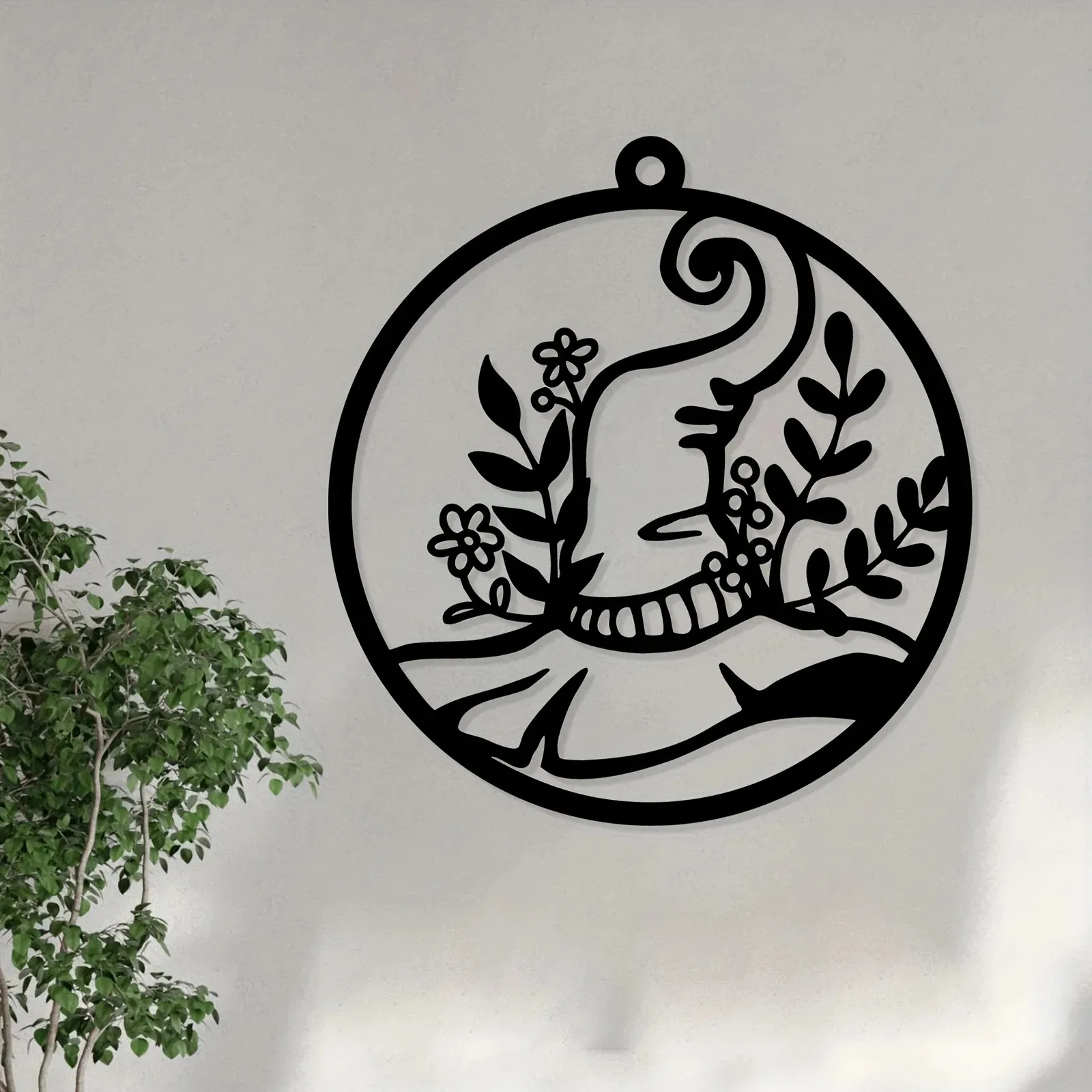 CIFBUY Iron Wall Art Floral Witch Hat Metal Sign Waterproof Home Patio Fence Decor Rustic Hanging Plaque view 4