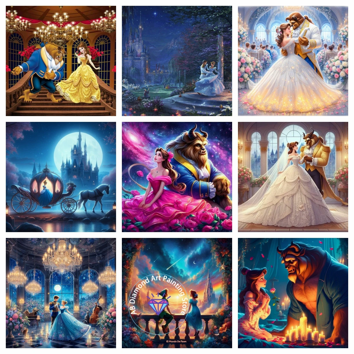 

Disney Princess Cinderella Snow White Rapunzel AB Diamond Painting Kit DIY Cross Stitch Handmade Art Gift Crafts Children Gift