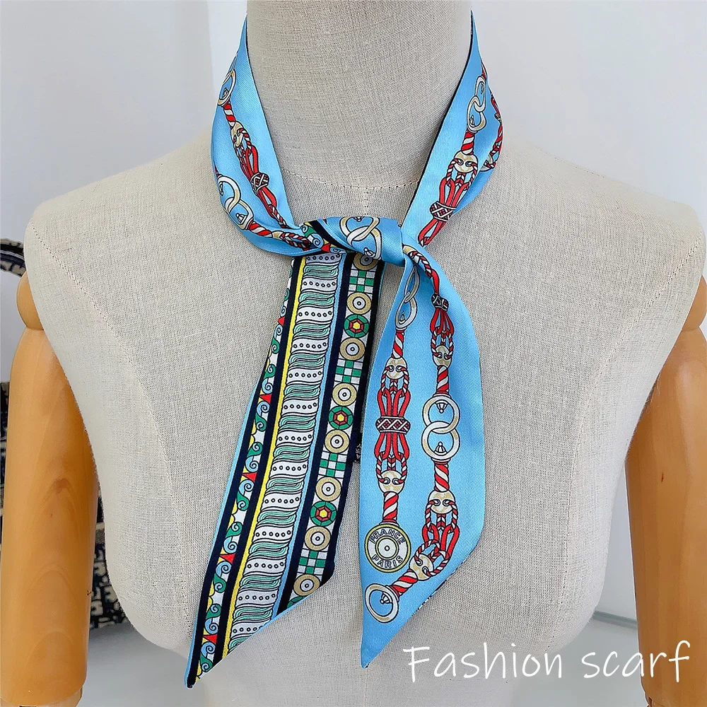 Europa 2025 Moda Nuovo Stile Nazionale Piccolo Fiore Nroken Decorativo da Donna in Twill Rilegatura Borsa Manico Sciarpa di Seta Sciarpa a Nastro