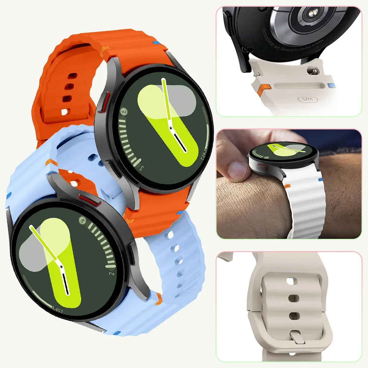 Silicone strap For Samsung Galaxy Watch 7/6/5/4 40mm 44mm Sports replacement wristband For Galaxy watch 6/5/4/Classic 43mm 47mm