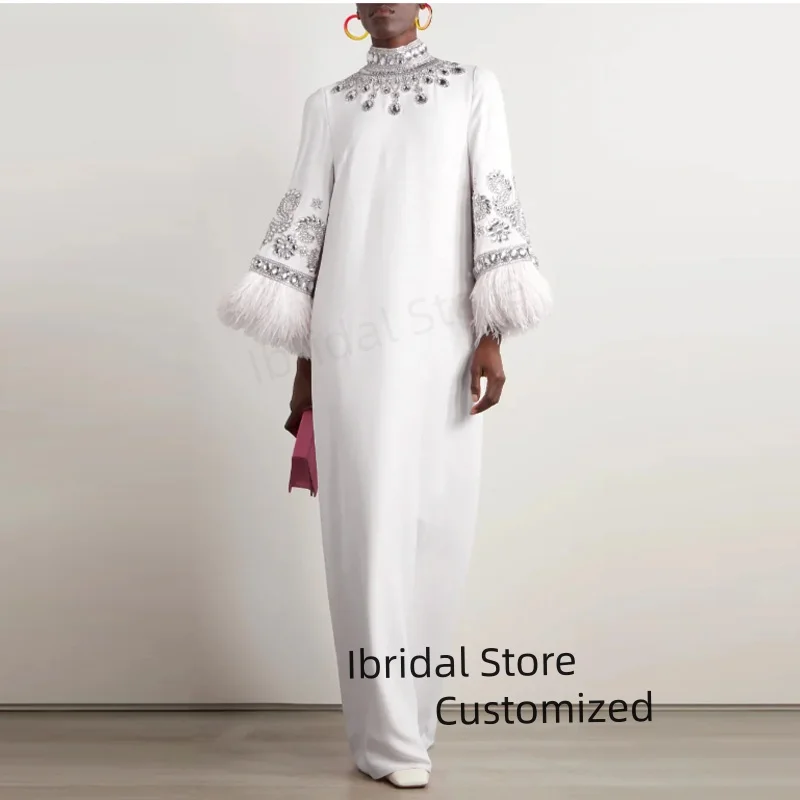 カスタマイズされたハイネックプロムドレス長袖フロアレングスイブニングドレス女性の結婚式パーティーフォーマルガウンアラビア