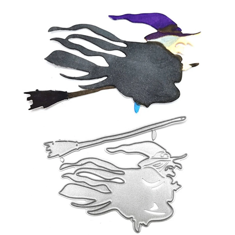 Halloween Witch Broom Metal Cutting Dies Stencil Scrapbooking DIY Album Stamp Paper Card Mold Embossing Decoration Craft