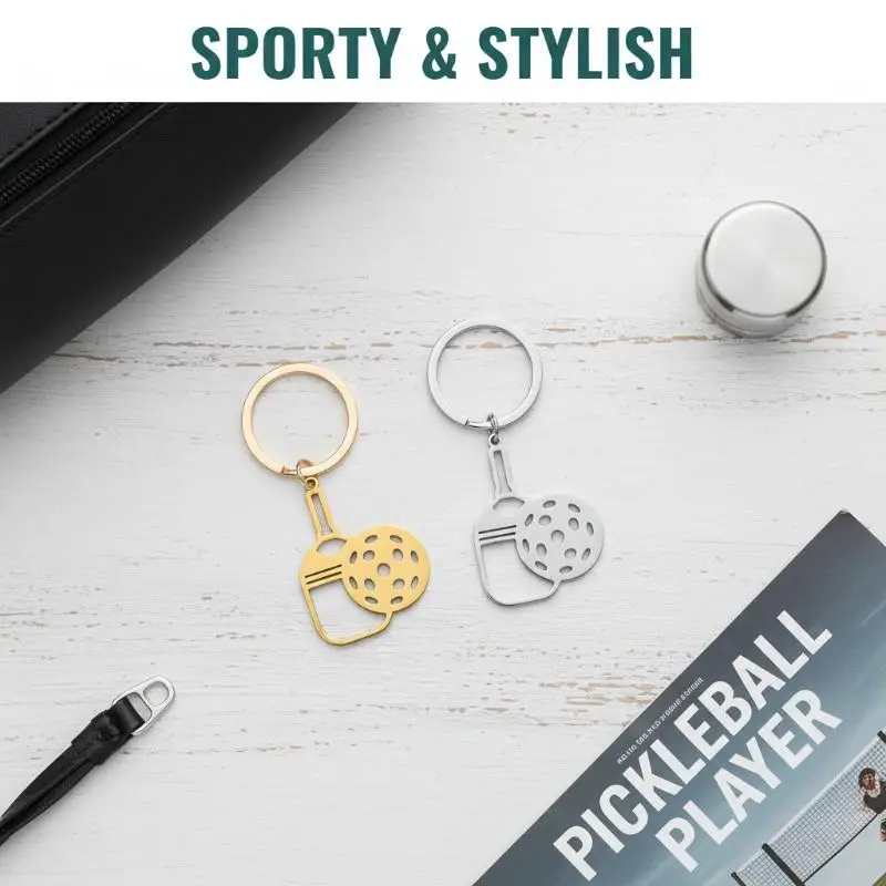 Pickleball Racket Keychain Pendant Team Sports Player Fans Stainless Steel Jewelry Women Men Gifts