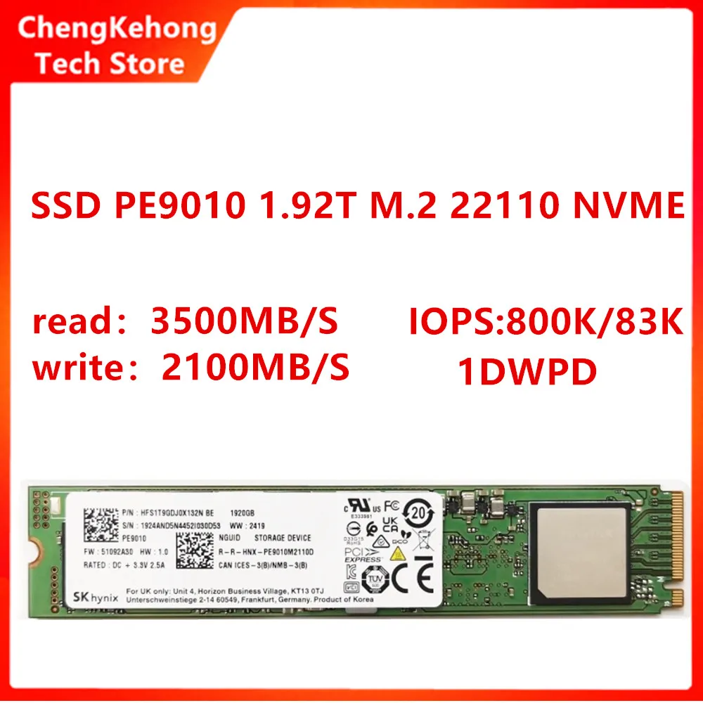 Para skhynix pe9010 1.92t m.2 22110 nvme pcie unidade de estado sólido ssd original novo