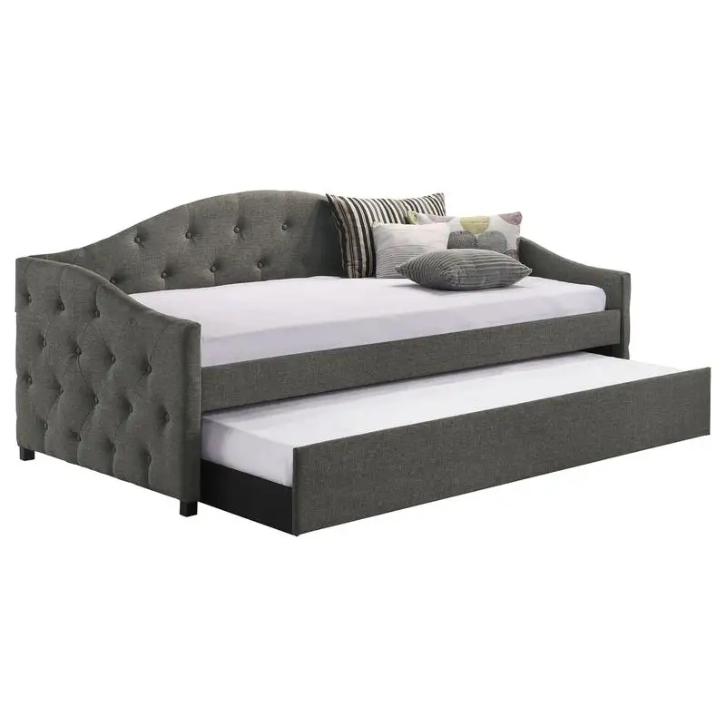 Grey Twin Daybed with Trundle, Upholstered, Comfortable Sleeping Solution for Kids and Guests, Perfect for Small Spaces and